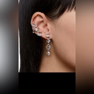 SWAROVSKI  Rhodium Asymmetrical Millenia ear cuff Earrings